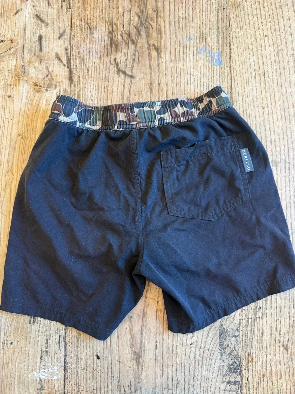 Burlebo Boys Charcoal Swim Shorts with Camo Waistband